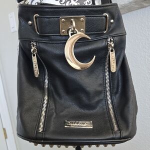 Killstar Black Backpack with Silver Crescent Charm